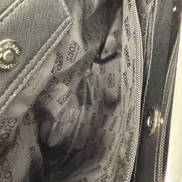 Michael Michael Kors Black Leather Silver Tone Top Handle Handbag 13 X 9 X 4.5 - Picture 14 of 16